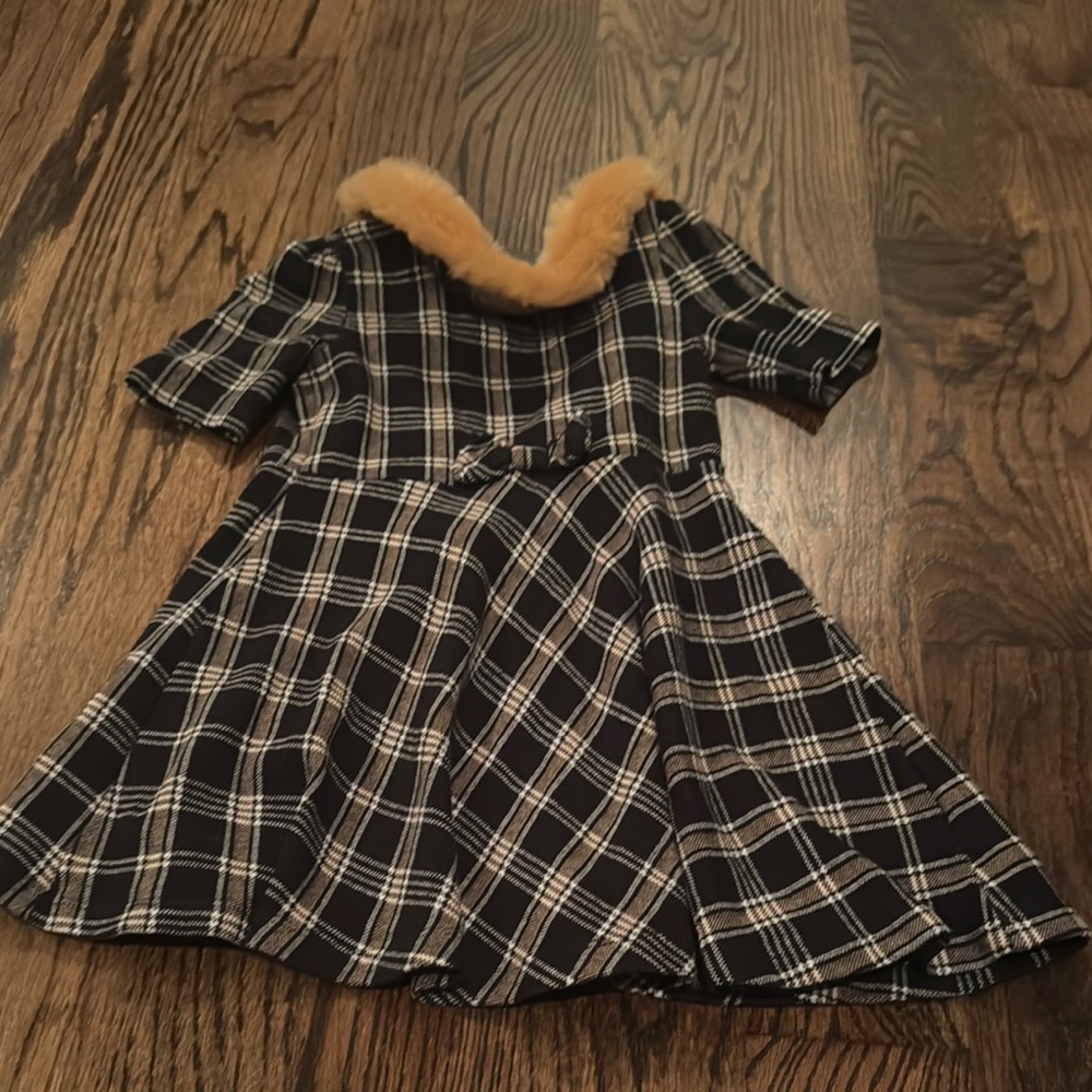 Janie and Jack Black and Cream A-Line Dress with Peter Pan Collar